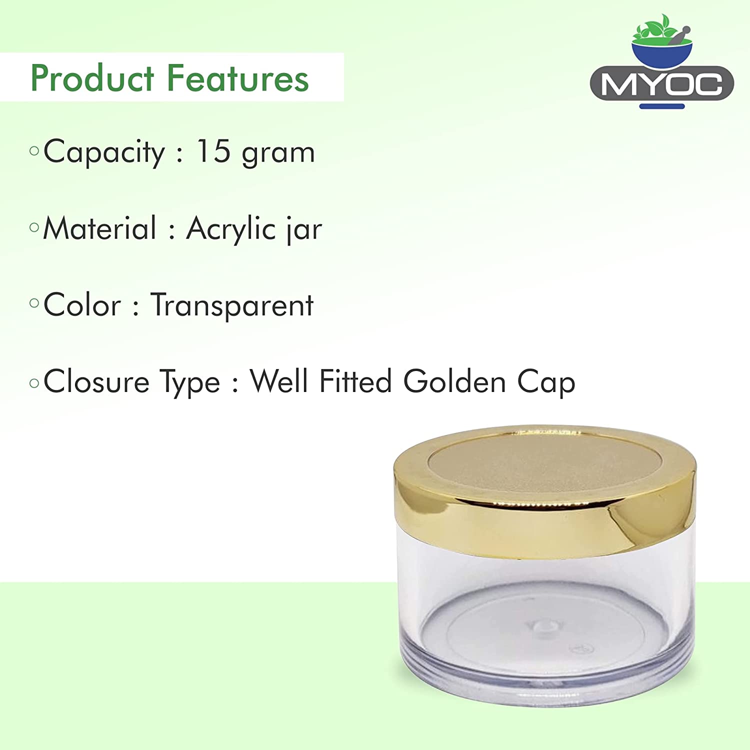 Shoprythm Cosmetic Jar San Jars with Golden Cap Shoprythm Cosmetic Jar San Jars with Golden Cap